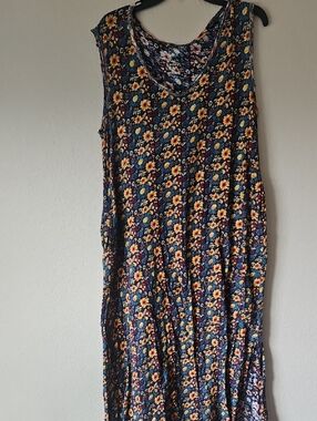Natural Life Navy Floral Tank Maxi Dress Medium